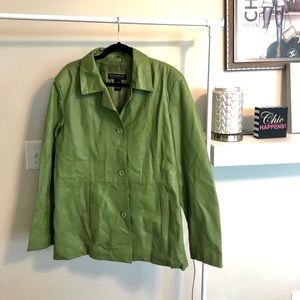 Dialogue leather jacket. Size XL. Lime green